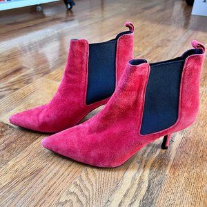 Anine Bing Stevie Ankle Suede Booties In Red 37 / US 7